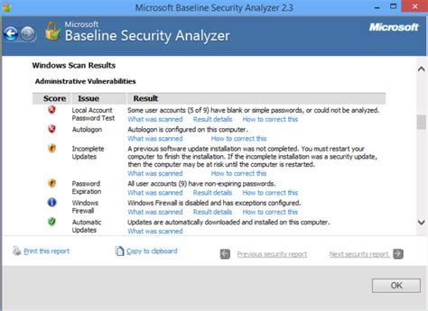 Microsoft Baseline Security Analyzer for Windows